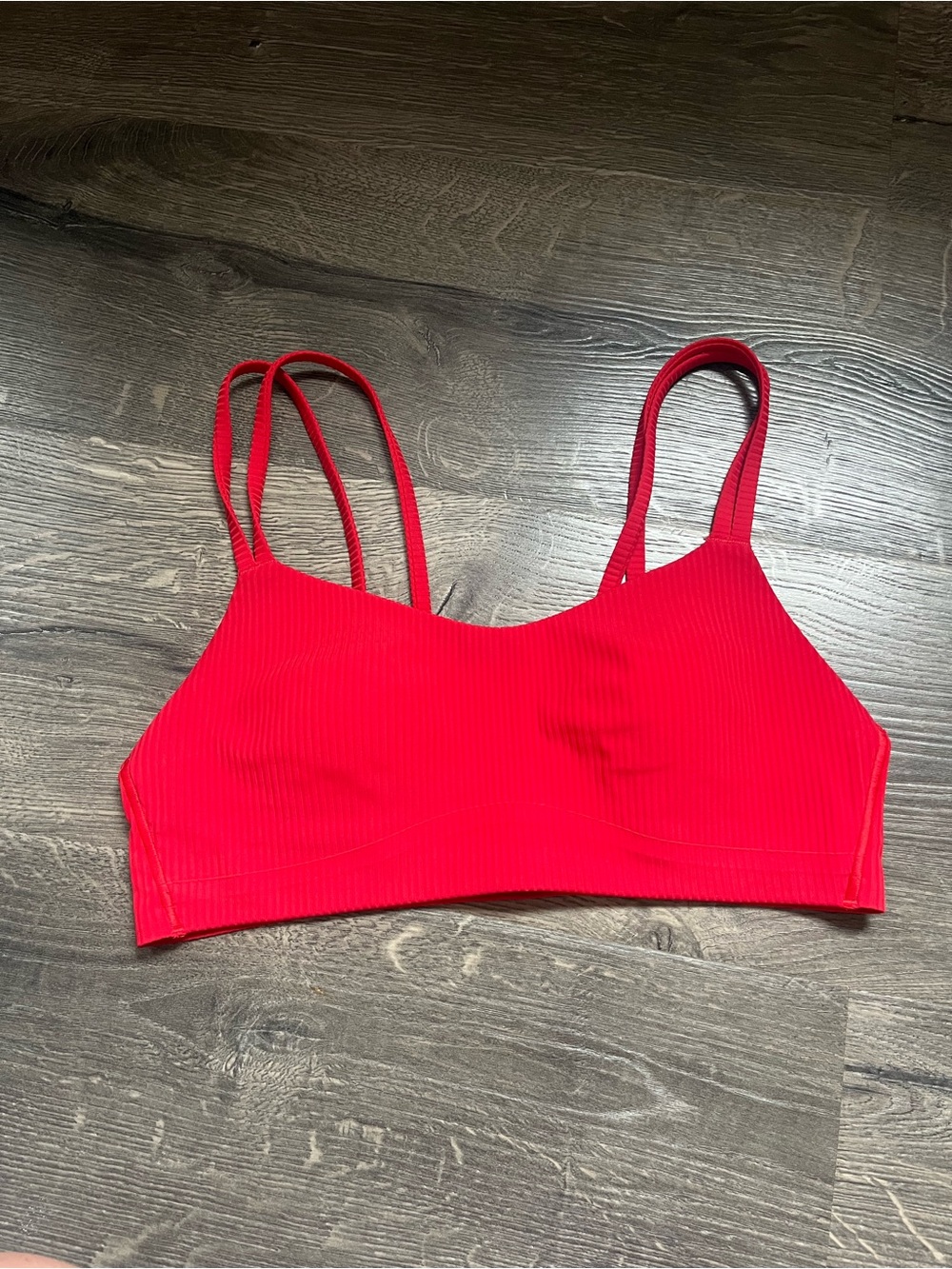 lululemon athletica Red Ribbed Double-Strap Sports Bra
